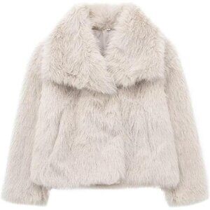 Women's Faux Fur Coat Long Sleeve Fluffy Jacket Apricot